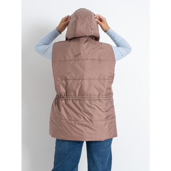 0752-4 мокко жіноча жилетка (5'TH AVENUE, синтепон, з капюшоном, 3 од. розміри батал: 54. 56. 58)