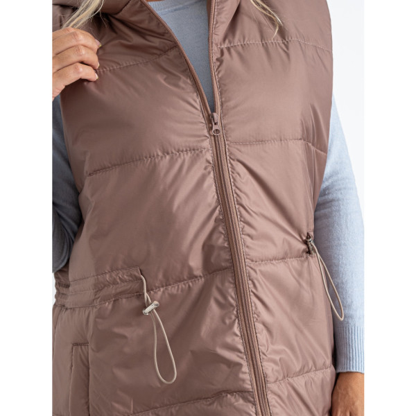 0752-4 мокко жіноча жилетка (5'TH AVENUE, синтепон, з капюшоном, 3 од. розміри батал: 54. 56. 58)