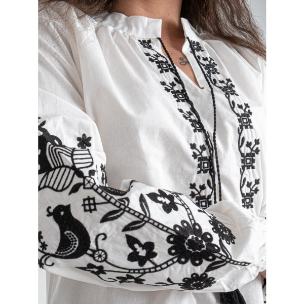 7410-1 # белая женская вышиванка (хлопок 100%, 5 ед. размеры норма: S. M. L. XL. 2XL) выдача на следующий день