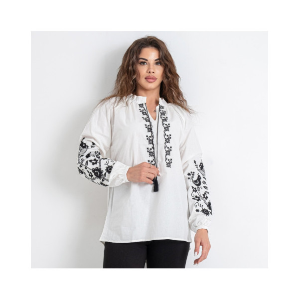 7410-1 # белая женская вышиванка (хлопок 100%, 5 ед. размеры норма: S. M. L. XL. 2XL) выдача на следующий день