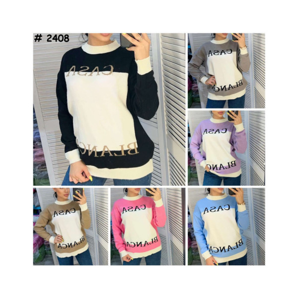 2408* мікс кольорів жіночий светр (6 од., розміри норма-напівбатал: M-XL універсальний) видача наступного дня