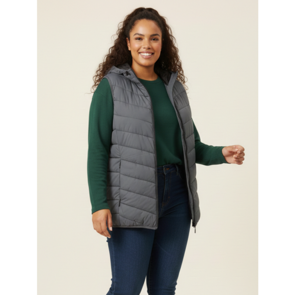 88597-6 сіра жіноча жилетка (синтепон, кишеня на змійці, 5 од. розміри напівбатал: L. XL. 2XL. 3XL. 4XL)