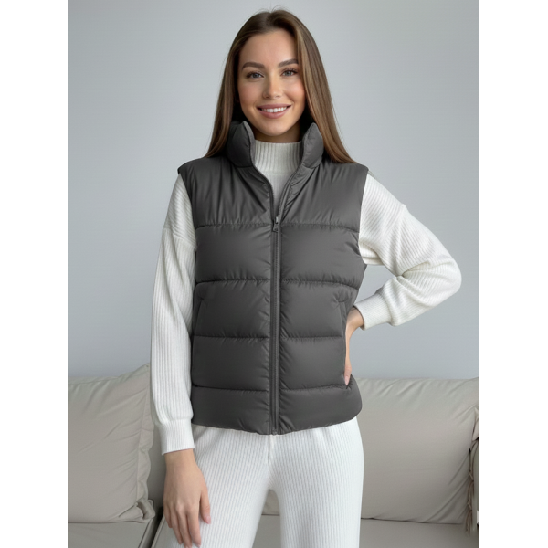 0073-6 сіра жіноча жилетка (5'TH AVENUE, синтепон, 3 од. розміри норма: 42, 44, 46)