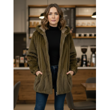 2613 коричнева жіноча шубка (Екохутро, подовжена, капюшон, кишені, 3 од., розміри на бірках 5XL. 6XL. 7XL. відповідають нормі-напівбаталу M. L. XL)