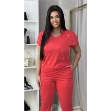 16320-5 червоний жіночий спортивний костюм (SARA, трикотаж двонитка, 4 од. розміри напівбатал: 46-48. 46-48. 50-52. 50-52)