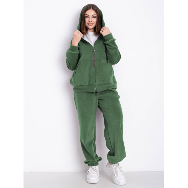 0738-72 оливковий спортивний костюм жіночий (5'TH AVENUE, турецький полар-фліс 3 од. розміри напівбатал: 50, 52, 54)