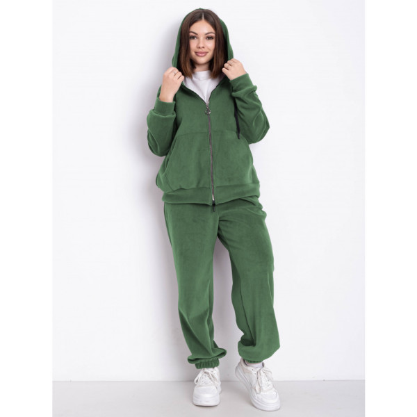 0738-72 оливковий спортивний костюм жіночий (5'TH AVENUE, турецький полар-фліс 3 од. розміри напівбатал: 50, 52, 54)