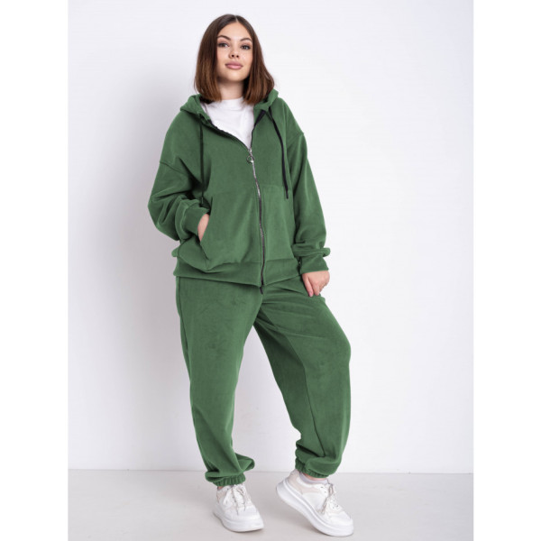 0738-72 оливковий спортивний костюм жіночий (5'TH AVENUE, турецький полар-фліс 3 од. розміри напівбатал: 50, 52, 54)