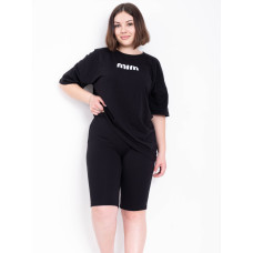 1411-1 чорний жіночий костюм двійка (футболка + велосипедки) (5'TH AVENUE, турецька бавовна, 3 од. розміри напівбатал: 48. 50. 52)