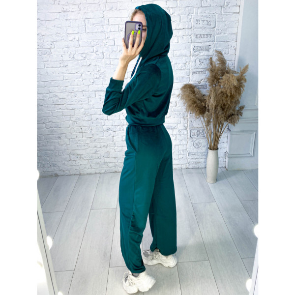 0475-7 смарагдовий жіночий спортивний костюм (5'TH AVENUE, велюровий, з капюшоном, 4 од. розміри норма: 42. 44. 46. 48)