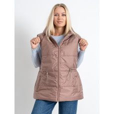 0752-4 мокко жіноча жилетка (5'TH AVENUE, синтепон, з капюшоном, 3 од. розміри батал: 54. 56. 58)