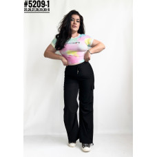 Трендові жіночі штани карго на затяжках із кишенями або штани парашути розмірний ряд 25,26,27,28,29,30