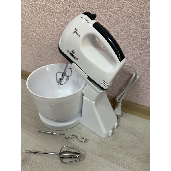 Міксер ручний стаціонарний Сrоwnbеrg СВ 7320 кухонний з чашею та підставкою з насадками, 300W