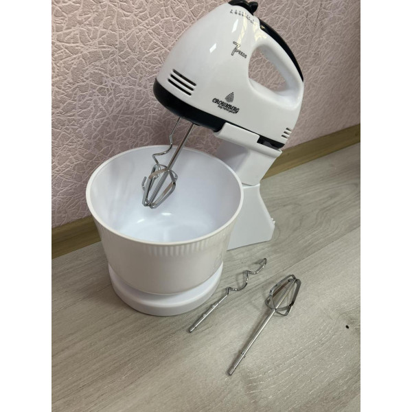 Міксер ручний стаціонарний Сrоwnbеrg СВ 7320 кухонний з чашею та підставкою з насадками, 300W