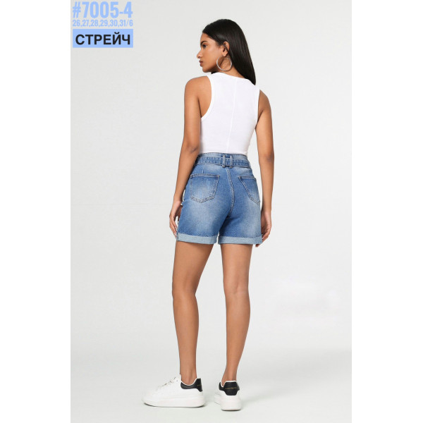 Шорти джинсові з перлинами та пояском розмірний ряд 26,27,28,29,30,31