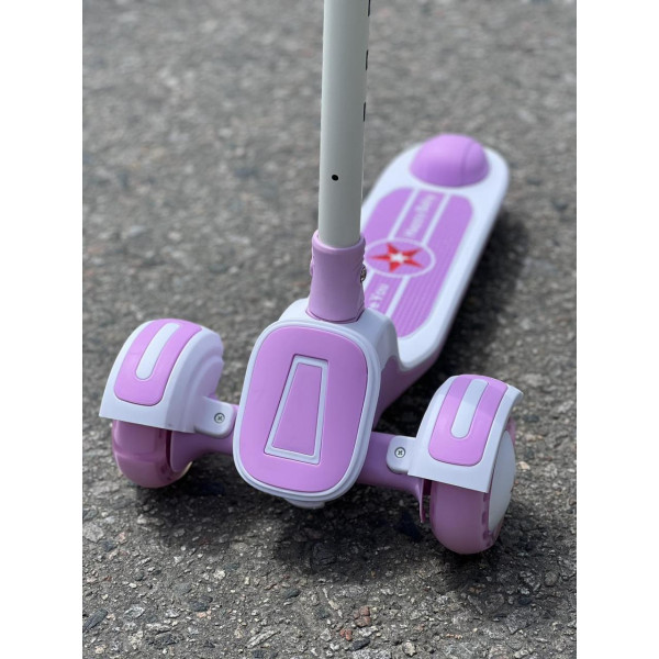 3-х колісний дитячий самокат з підсвічуванням та музикою, регульований, складаний