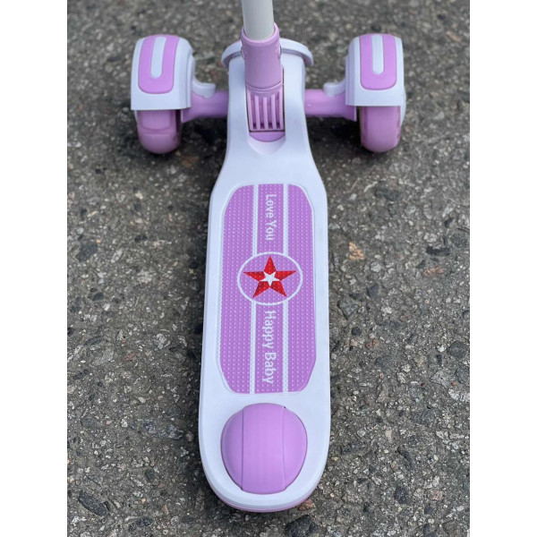 3-х колісний дитячий самокат з підсвічуванням та музикою, регульований, складаний