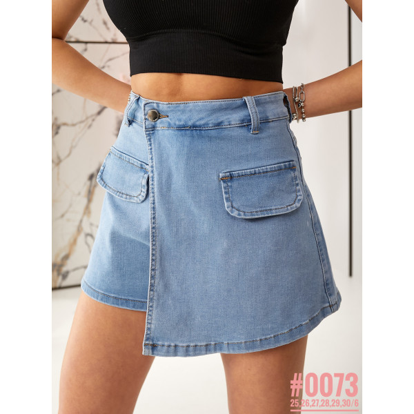 Жіночі джинсові шорти-спідниця розмірний ряд 25,26,27,28,29,30