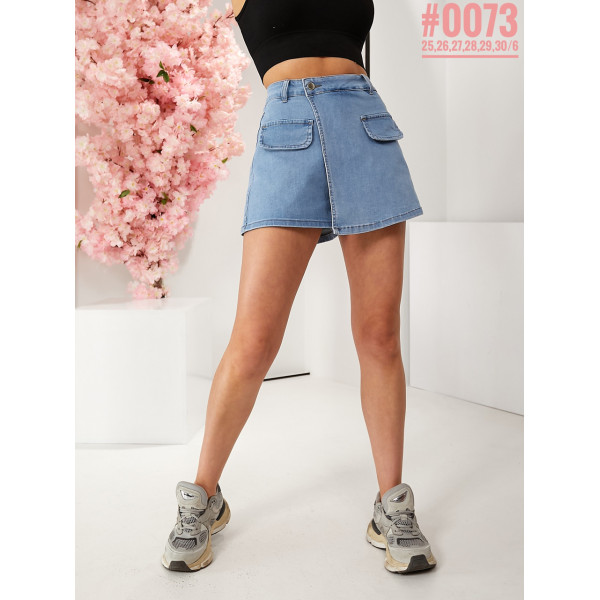 Жіночі джинсові шорти-спідниця розмірний ряд 25,26,27,28,29,30