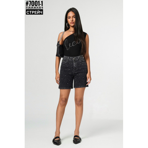 Шорти джинсові з камінцями розмірний ряд 27,28,29,30,31,32