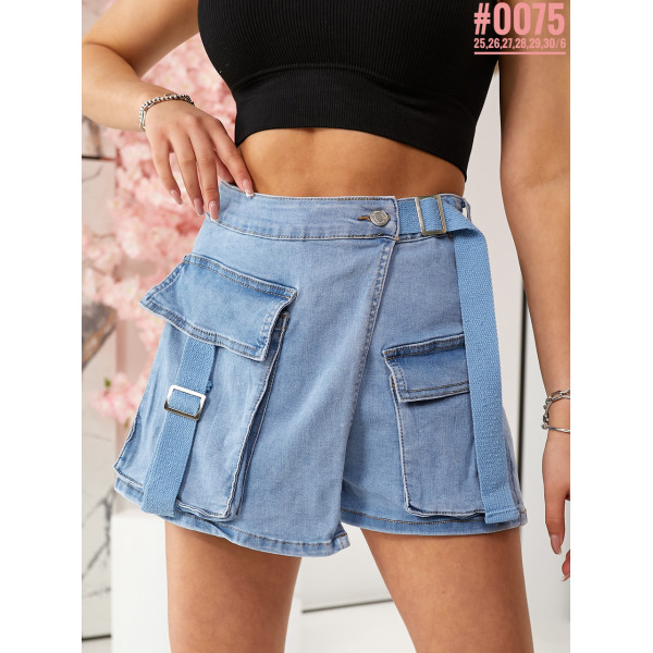 Жіночі джинсові шорти-спідниця розмірний ряд 25,26,27,28,29,30