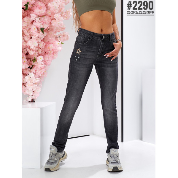 Жіночі джинси з декором розмірний ряд 25 26 27 28 29 30