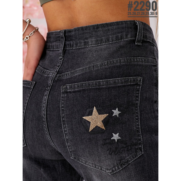 Жіночі джинси з декором розмірний ряд 25 26 27 28 29 30