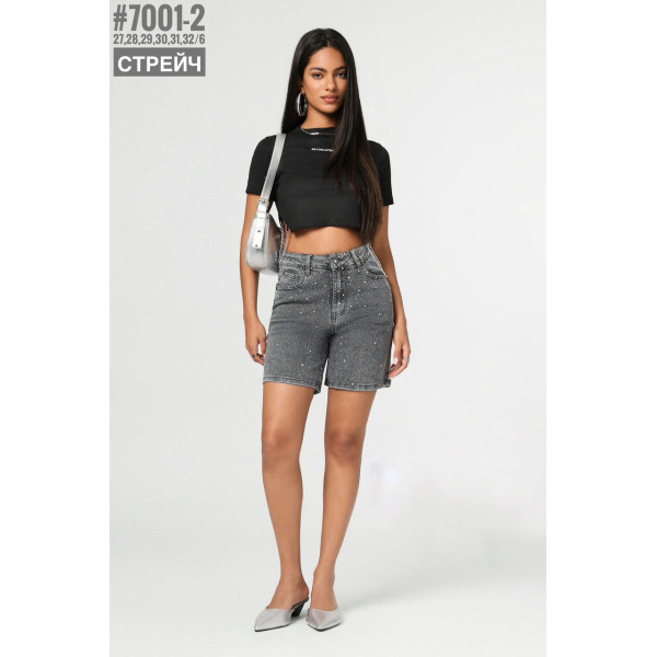 Шорти джинсові з камінцями розмірний ряд 27,28,29,30,31,32