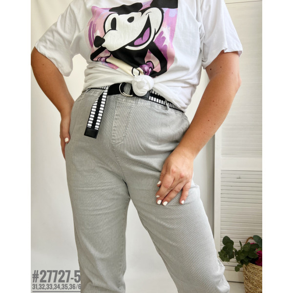 Женские брюки в тонкую полоску с поясом (27727-5-01)