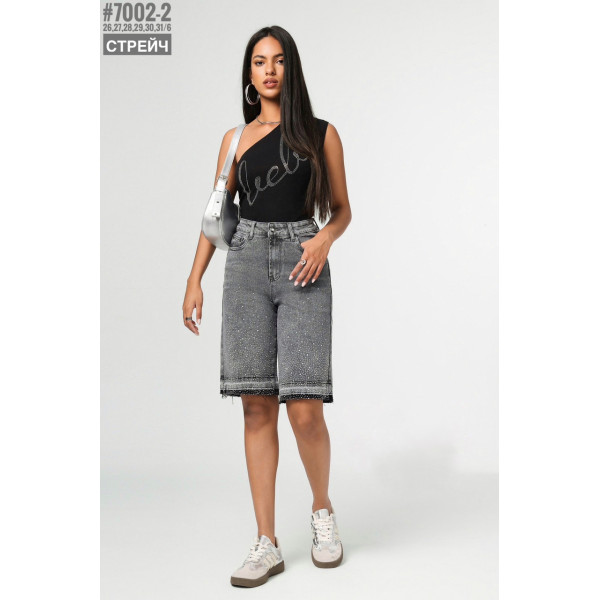 Шорти джинсові з камінцями розмірний ряд 26,27,28,29,30,31