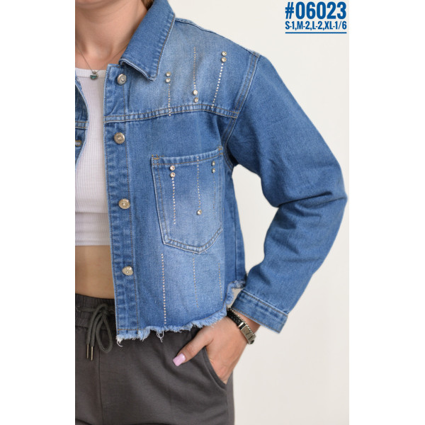 Укорочена джинсова куртка розмірний ряд S-1,M-2,L-2,XL-1