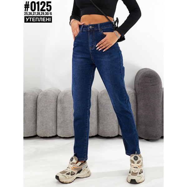 Жіночі джинси mom fit з утепленням № 0125
