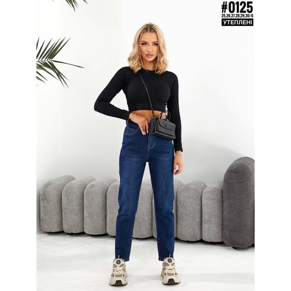 Жіночі джинси mom fit з утепленням № 0125