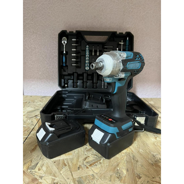 Ударний 21V 2Ah гайковерт акумуляторний з набором насадок, біт, свердл та тріскачковим ключем 39 предметів