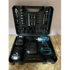 Ударний 21V 2Ah гайковерт акумуляторний з набором насадок, біт, свердл та тріскачковим ключем 39 предметів