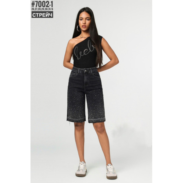 Шорти джинсові з камінцями розмірний ряд 26,27,28,29,30,31