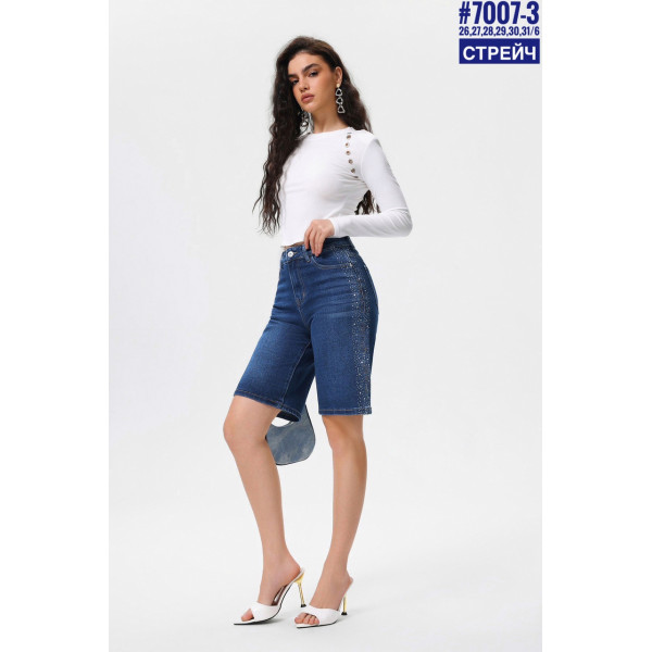Жіночі подовжені шорти зі стразами розмірний ряд  26,27,28,29,30,31