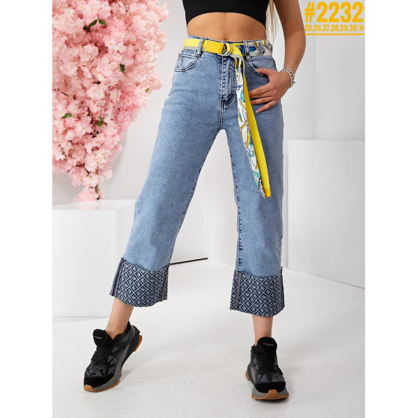 Джинси кюлоти з ременем розмірний ряд 25,26,27,28,29,30