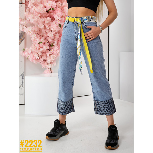 Джинси кюлоти з ременем розмірний ряд 25,26,27,28,29,30