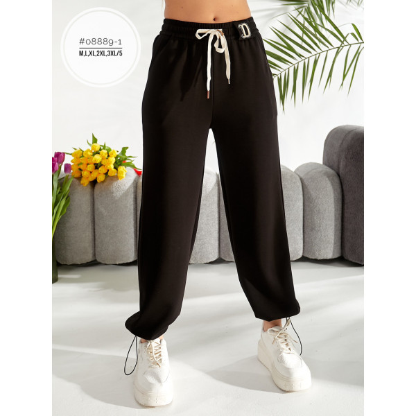 Спортивні жіночі штани на затяжках знизу №08889-1