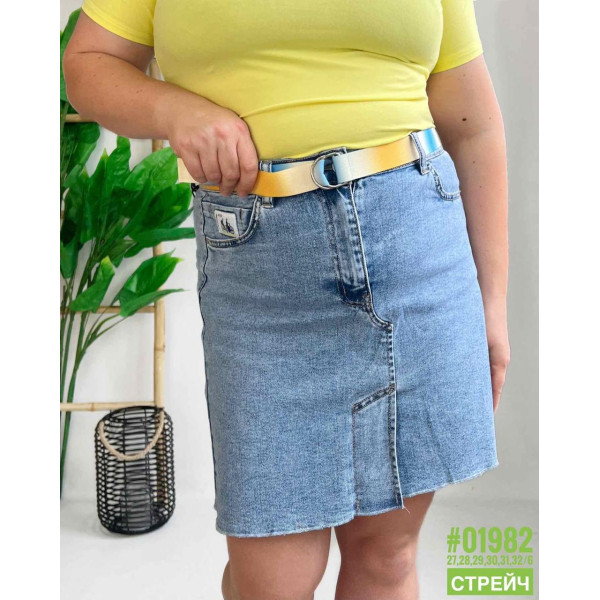 Стрейчова джинсова спідниця розмірний ряд 27,28,29,30,31,32