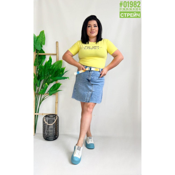 Стрейчова джинсова спідниця розмірний ряд 27,28,29,30,31,32