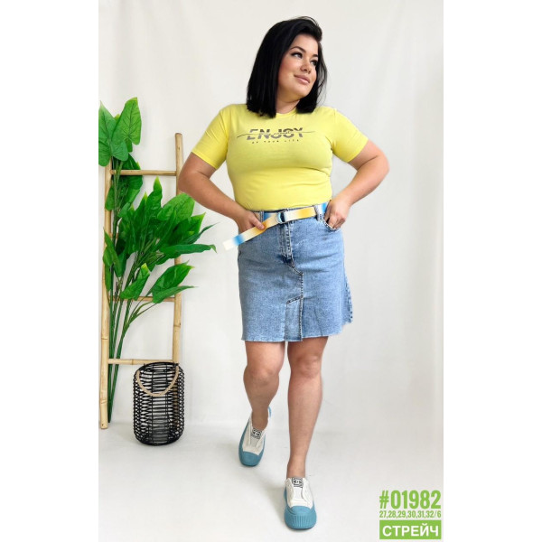 Стрейчова джинсова спідниця розмірний ряд 27,28,29,30,31,32