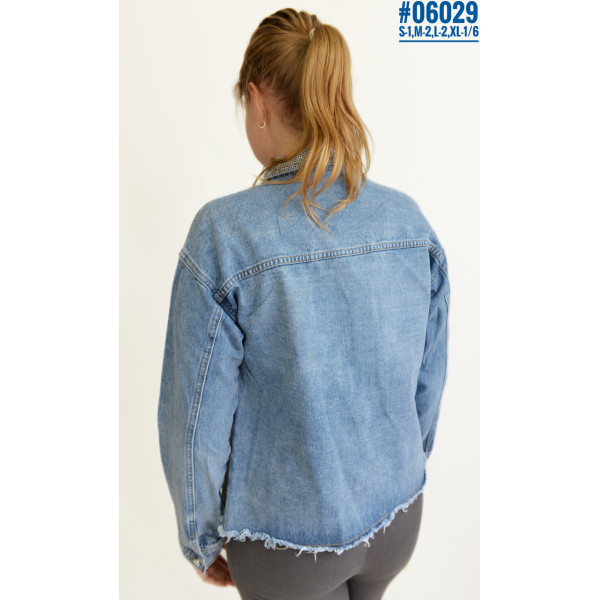 Джинсова куртка сорочка в стразах розмірний ряд S-1,M-2,L-2,XL-1