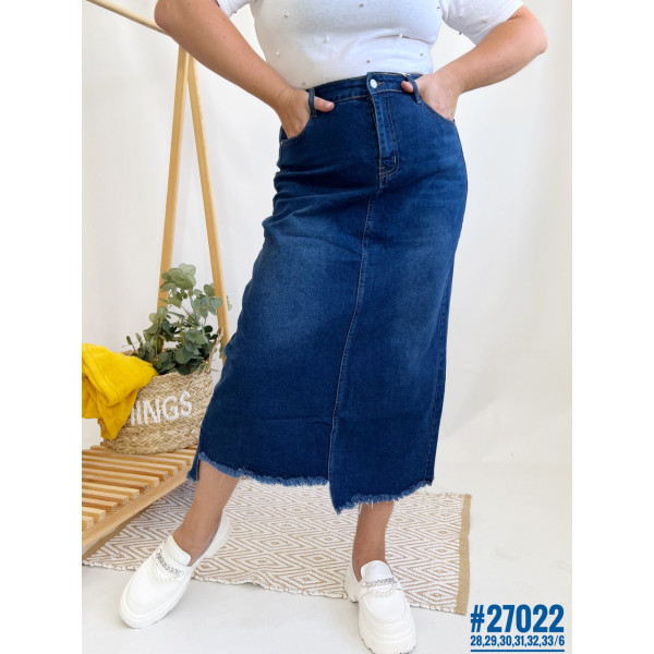 Джинсова спідниця міді розмірний ряд 28,29,30,31,32,33