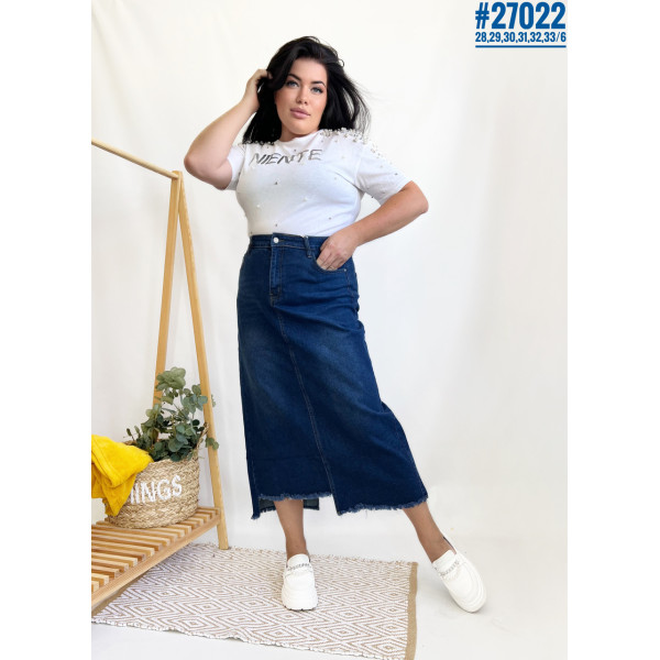 Джинсова спідниця міді розмірний ряд 28,29,30,31,32,33