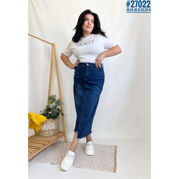 Джинсова спідниця міді розмірний ряд 28,29,30,31,32,33
