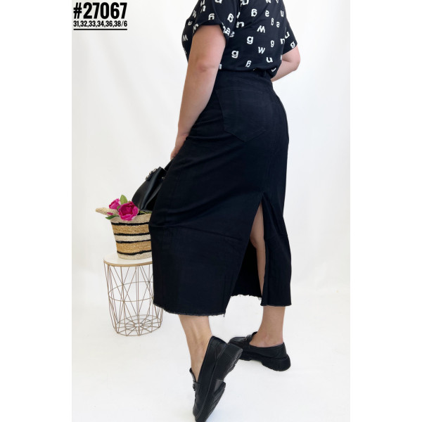 Джинсова спідниця міді розмірний ряд31,32,33,34,36,38