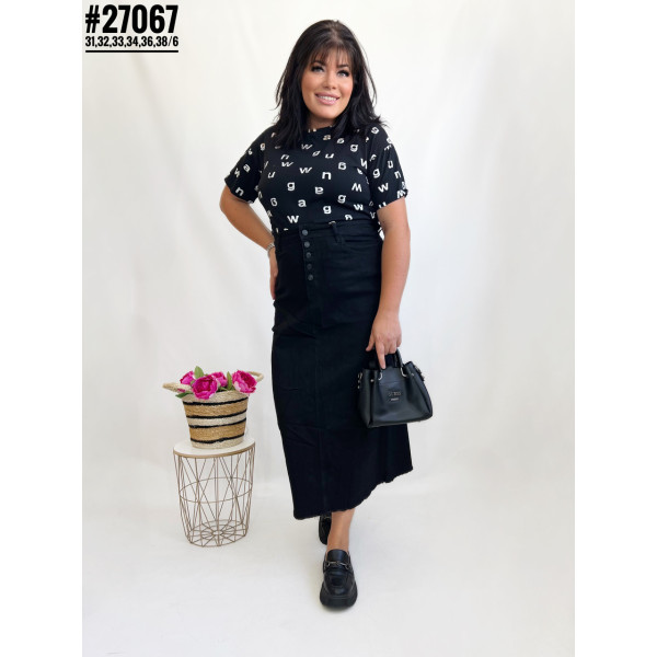 Джинсова спідниця міді розмірний ряд31,32,33,34,36,38