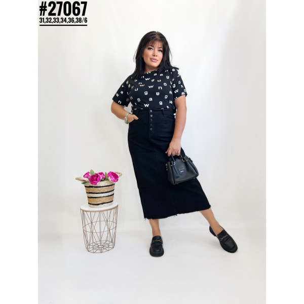 Джинсова спідниця міді розмірний ряд31,32,33,34,36,38